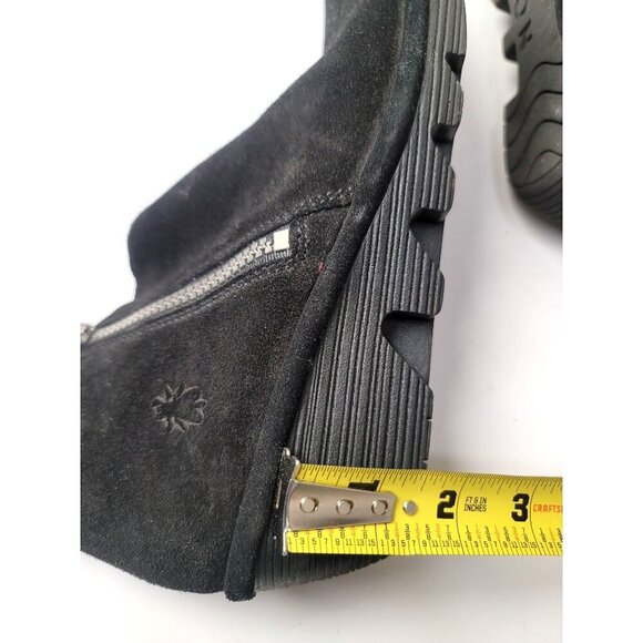 Fly London Black Suede Ankle Booties Women's Size 40 Side Zipper - Picture 10 of 13